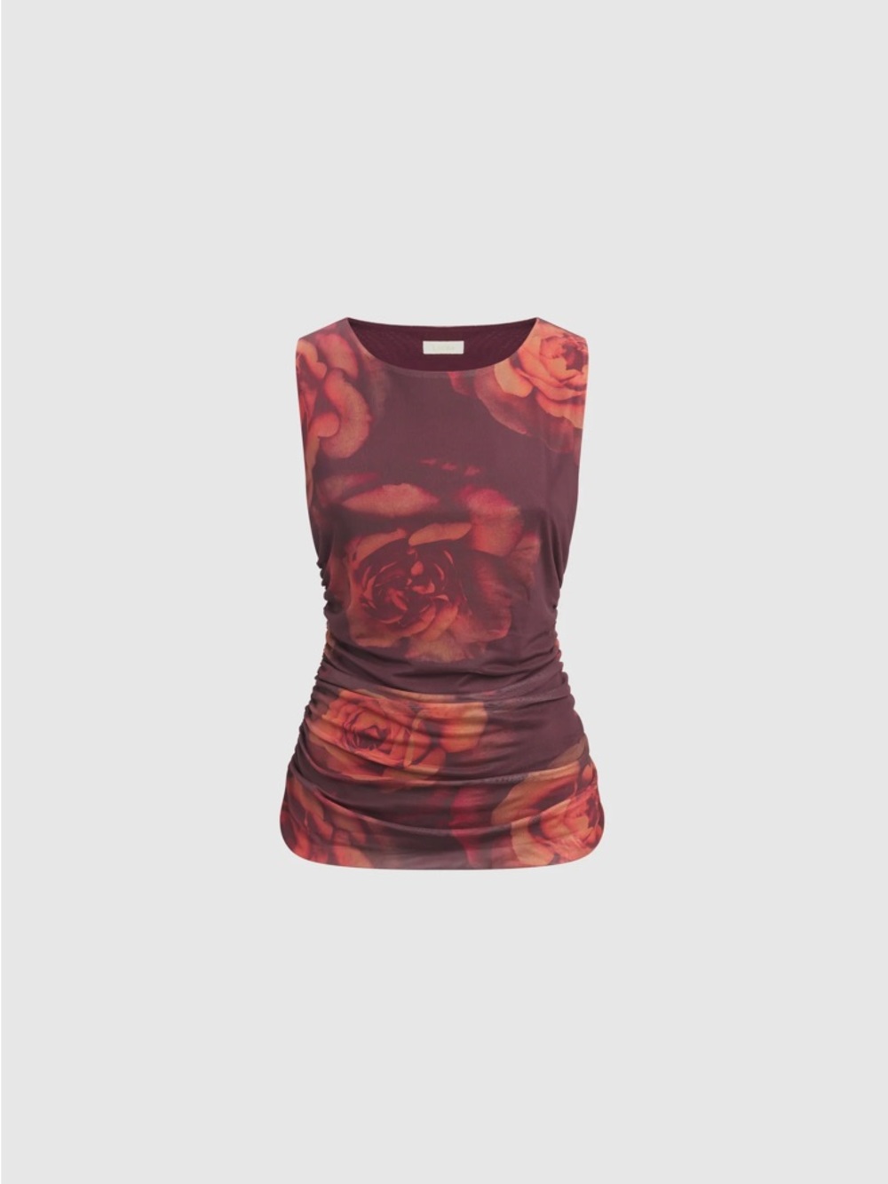 4/$50 SALE ❤️ LAURA Burgundy Floral Sleeveless Mesh Tank Top